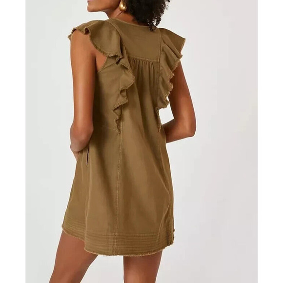 NEW Anthropologie Pilcro Flutter-Sleeve Buttondown Tunic Dress Women's XXS - Picture 2 of 10
